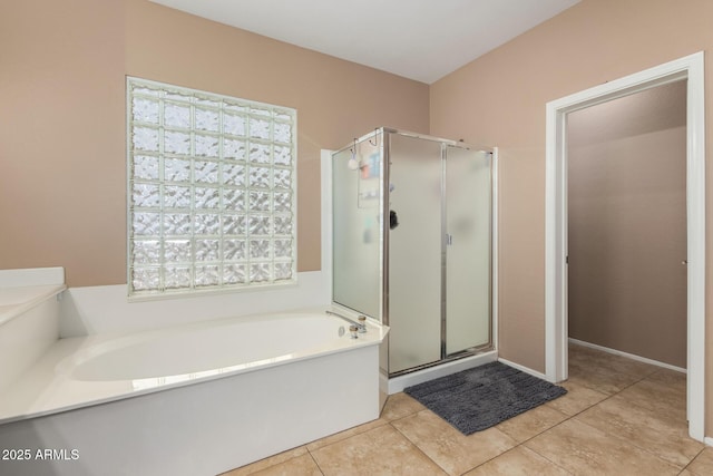 1268 N Pine St, Gilbert, AZ 85233 - bathroom with a stall shower, a garden tub, and tile patterned floors