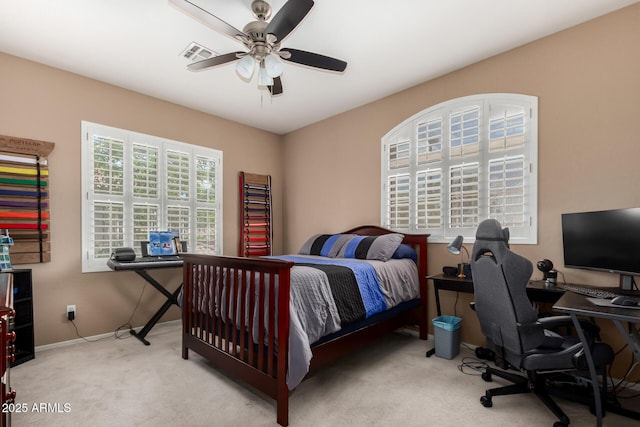 1268 N Pine St, Gilbert, AZ 85233 - carpeted bedroom with an office area and a ceiling fan