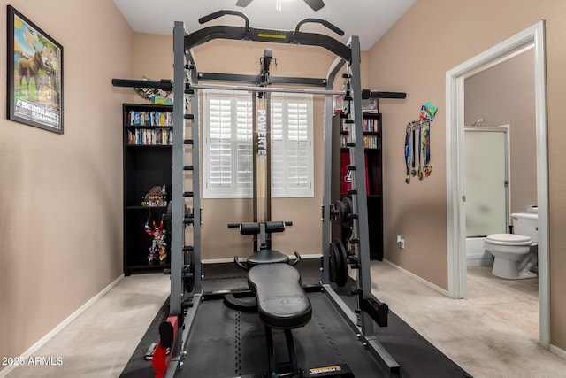1268 N Pine St, Gilbert, AZ 85233 - exercise room with ceiling fan and carpet flooring
