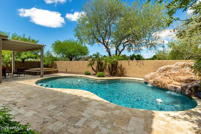 1268 N Pine St, Gilbert, AZ 85233 - view of swimming pool featuring a patio and a fenced backyard