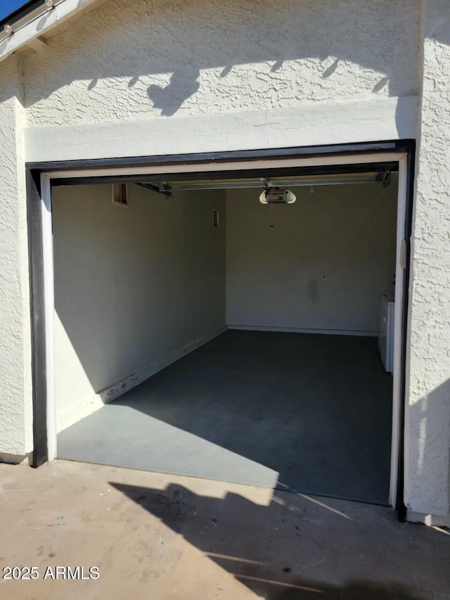 garage with a garage door opener