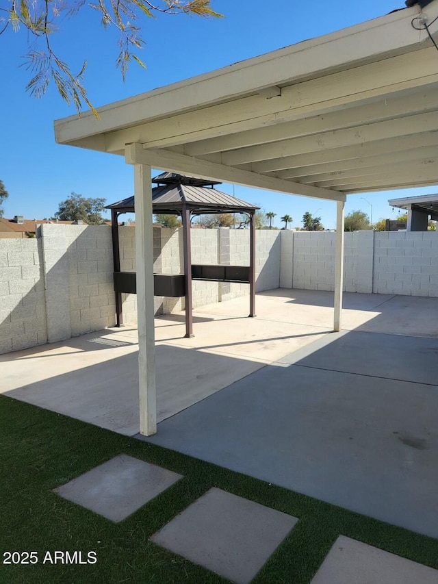 view of patio with a gazebo