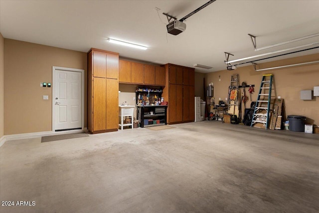 garage with a garage door opener