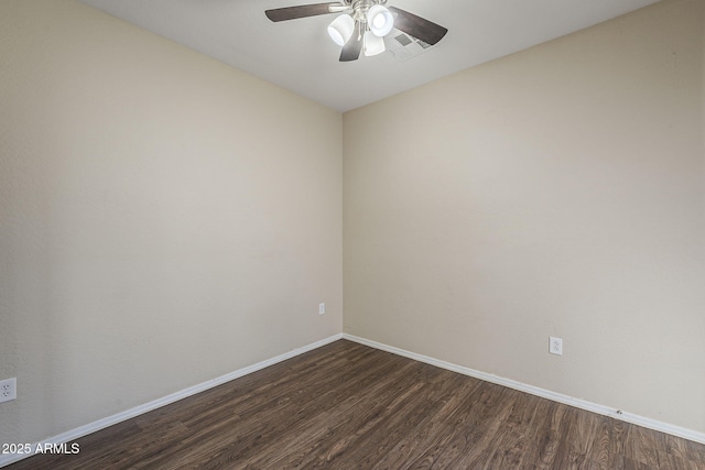 1170 S Agnes Ln, Gilbert, AZ 85296 - spare room featuring dark wood-style floors, a ceiling fan, visible vents, and baseboards