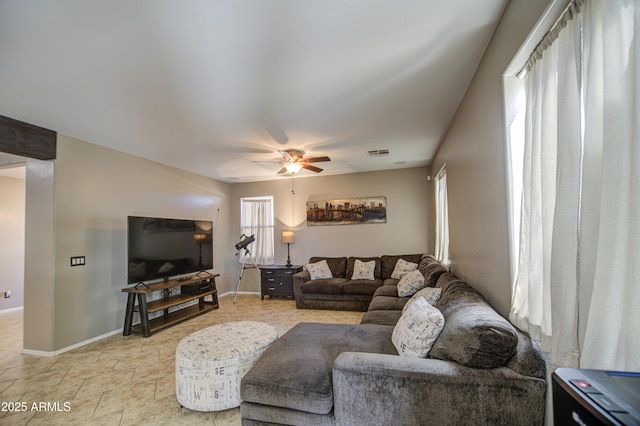 6811 W Darrel Rd, Laveen, AZ 85339 - living area featuring ceiling fan, baseboards, and visible vents