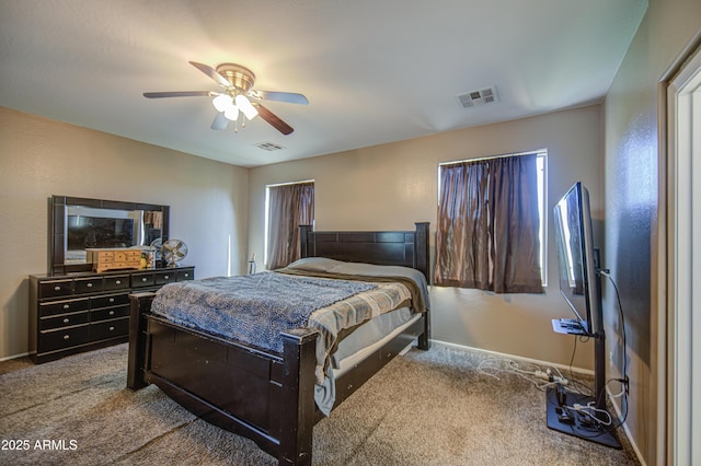6811 W Darrel Rd, Laveen, AZ 85339 - carpeted bedroom featuring baseboards, ceiling fan, and visible vents