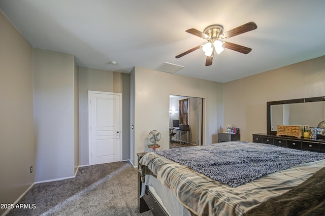 6811 W Darrel Rd, Laveen, AZ 85339 - bedroom featuring carpet, visible vents, baseboards, and a ceiling fan
