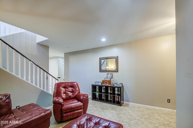 6811 W Darrel Rd, Laveen, AZ 85339 - tiled living area featuring baseboards, stairs, and recessed lighting