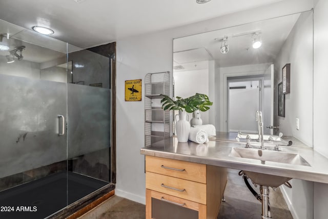 bathroom featuring an enclosed shower