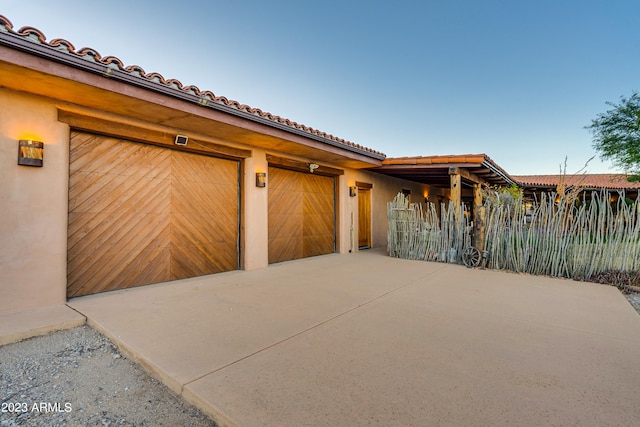 view of garage