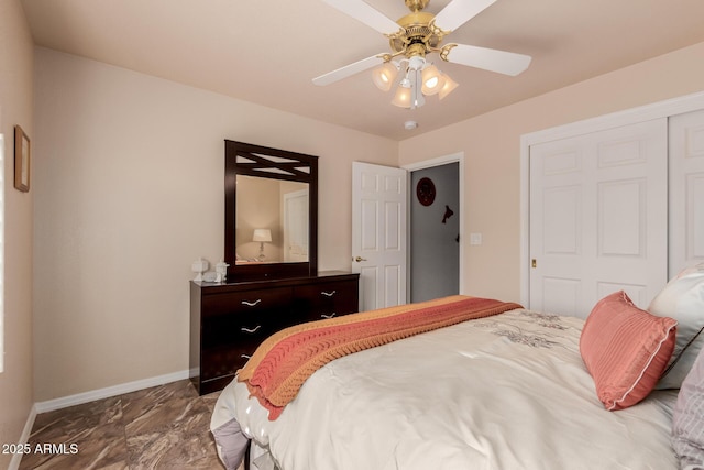 bedroom featuring ceiling fan