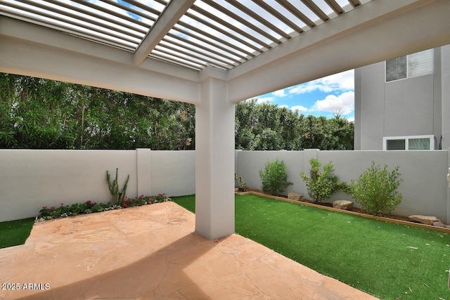 view of patio / terrace featuring a pergola