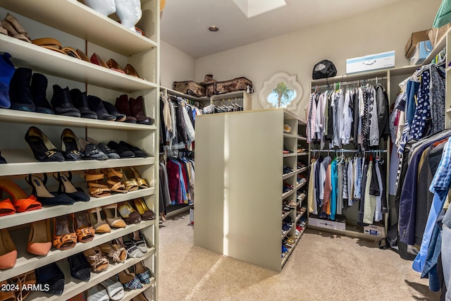 spacious closet with light carpet