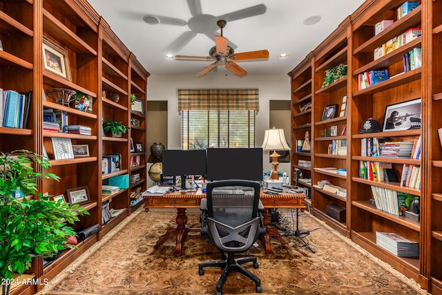 home office with ceiling fan