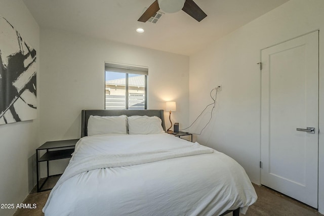 bedroom featuring ceiling fan