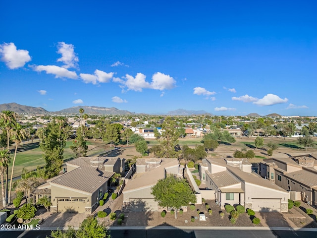 bird's eye view featuring a mountain view and a residential view