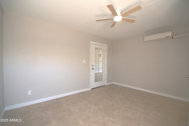 3640 W Garfield St, Phoenix, AZ 85009 - empty room with a wall mounted air conditioner, a ceiling fan, and baseboards