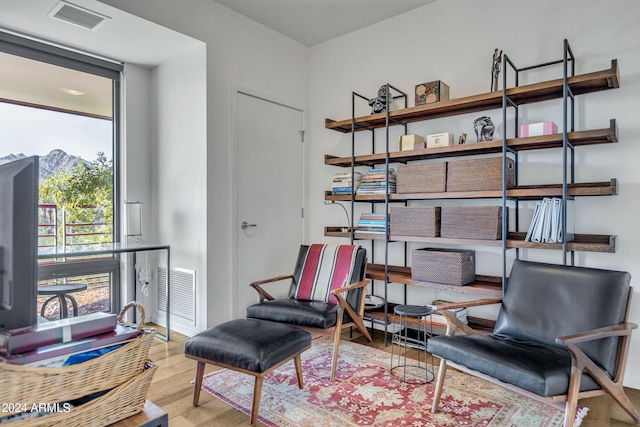 living area featuring light wood-type flooring