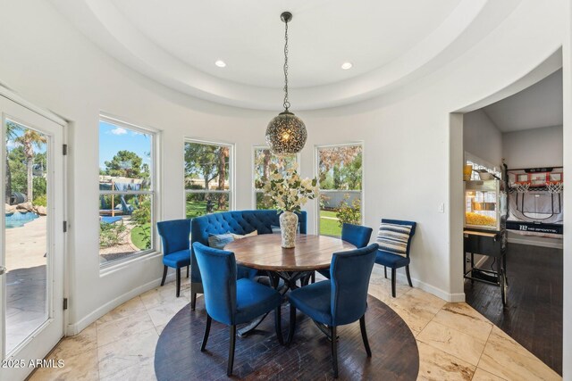 7214 E Royal Palm Rd, Scottsdale, AZ 85258 - dining area with baseboards and recessed lighting