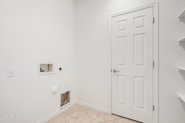 laundry room with hookup for a gas dryer, light tile patterned flooring, hookup for a washing machine, and hookup for an electric dryer