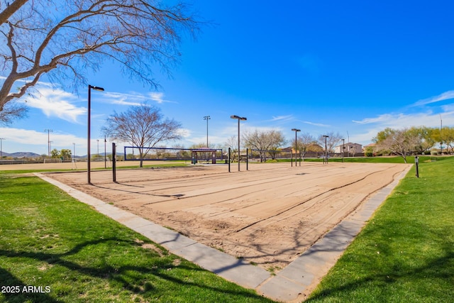 view of community featuring a lawn