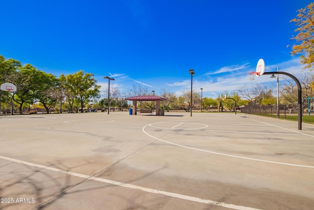 view of basketball court featuring a gazebo