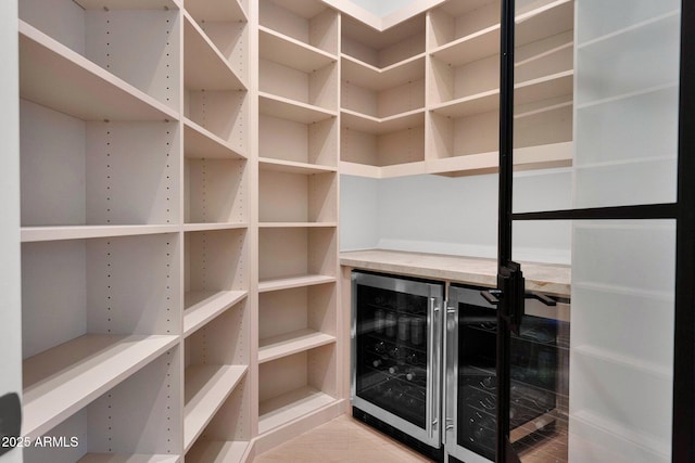 storage area featuring beverage cooler