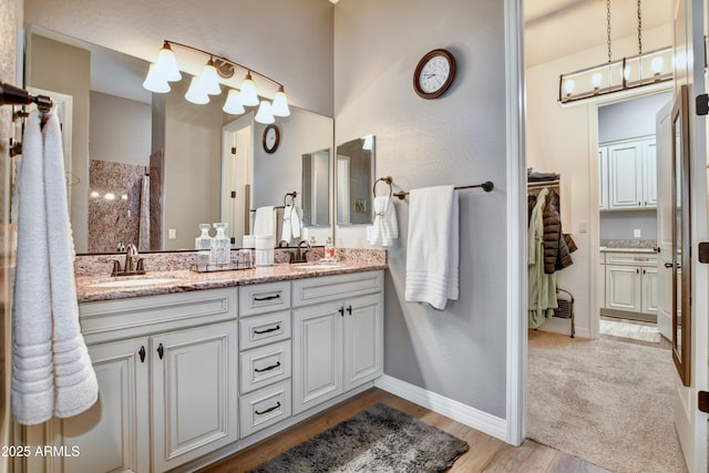 bathroom featuring vanity and wood-type flooring