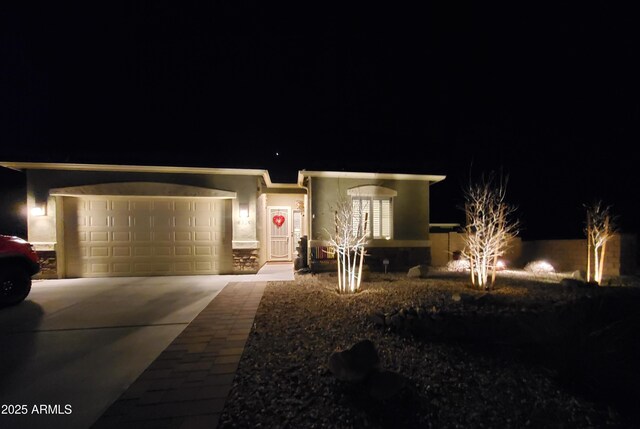 view of front facade with a garage