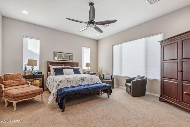 19045 N 269th Dr, Buckeye, AZ 85396 - bedroom featuring light colored carpet, recessed lighting, a ceiling fan, and baseboards