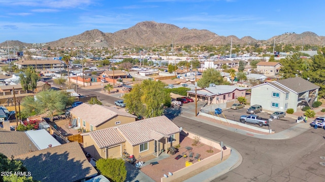 bird's eye view with a mountain view