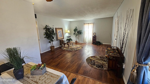 153 E Buena Vista Ave, Goodyear, AZ 85338 - living area featuring wood finished floors and a textured ceiling