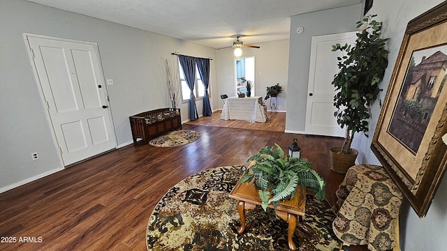 153 E Buena Vista Ave, Goodyear, AZ 85338 - living area featuring wood finished floors and ceiling fan