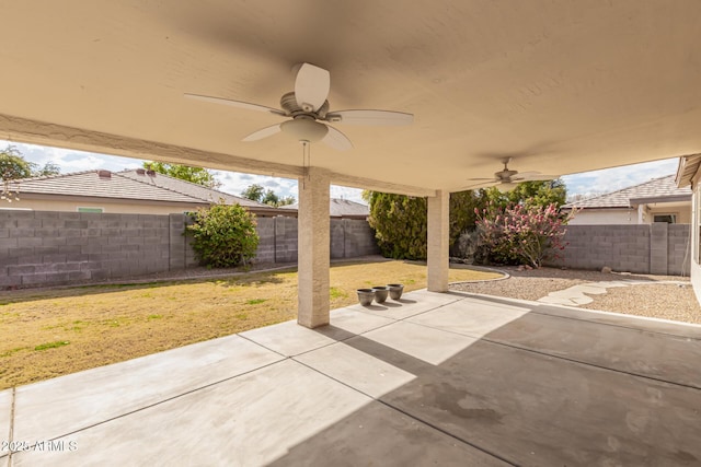 view of patio / terrace featuring ceiling fan