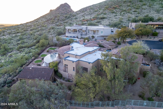 aerial view with a mountain view