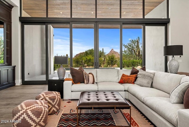 living room with hardwood / wood-style floors