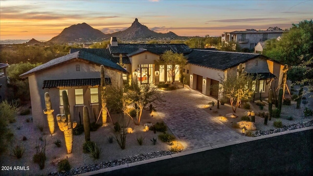 view of front of house with a mountain view