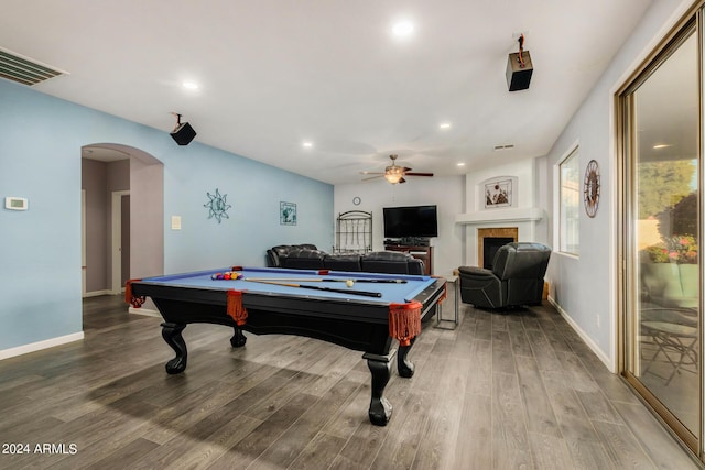 2977 E County Down Dr, Chandler, AZ 85249 - game room featuring ceiling fan, wood finished floors, and pool table