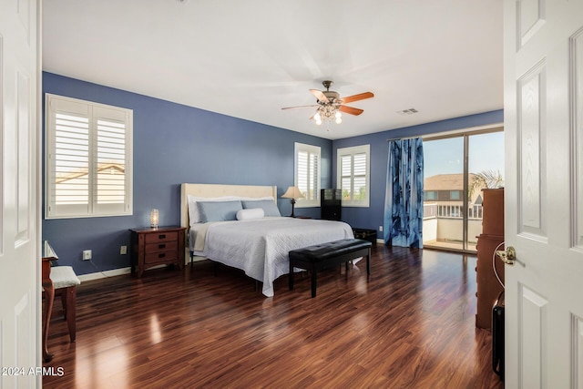 2977 E County Down Dr, Chandler, AZ 85249 - bedroom featuring wood finished floors, baseboards, a ceiling fan, and visible vents