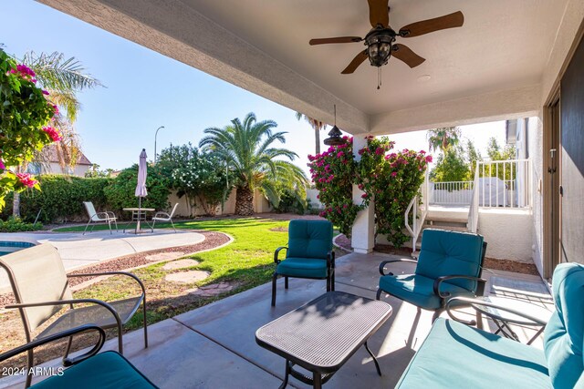 2977 E County Down Dr, Chandler, AZ 85249 - view of patio featuring a fenced backyard and ceiling fan