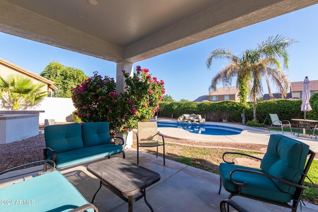 2977 E County Down Dr, Chandler, AZ 85249 - view of patio / terrace featuring a fenced backyard and a fenced in pool