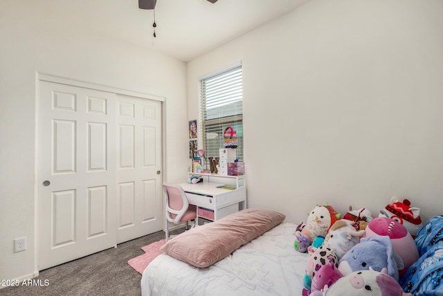17573 W Via De Luna Dr, Surprise, AZ 85387 - bedroom with carpet floors, ceiling fan, and a closet