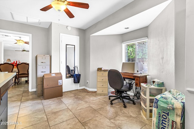 6055 E Hannibal St, Mesa, AZ 85205 - home office with ceiling fan and light tile patterned flooring