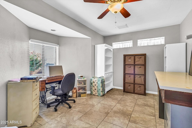 6055 E Hannibal St, Mesa, AZ 85205 - office area with ceiling fan and light tile patterned floors
