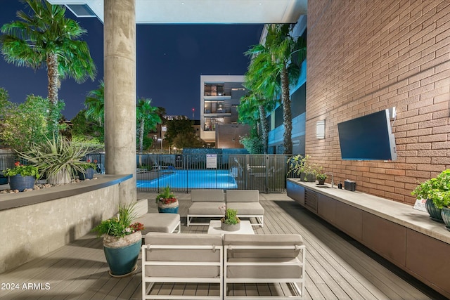 view of pool featuring an outdoor living space