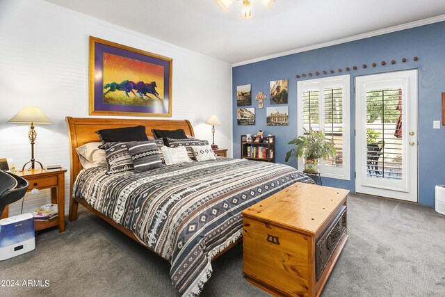 38065 N Cave Creek Rd Unit 4, Cave Creek, AZ 85331 - bedroom featuring carpet floors, crown molding, and access to outside