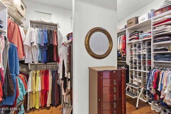 spacious closet featuring light wood-type flooring