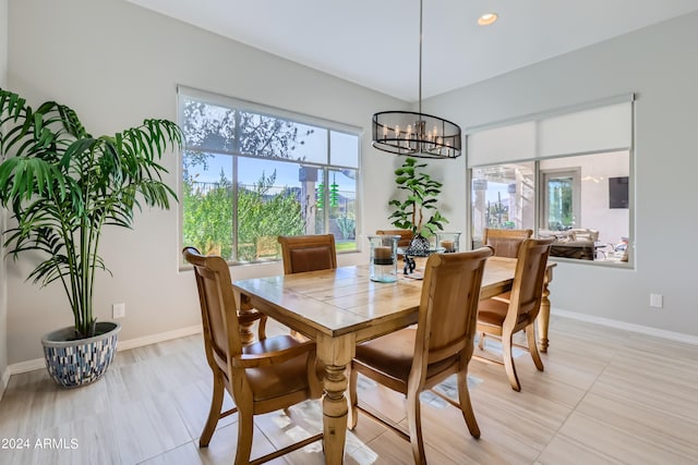 dining room with an inviting chandelier