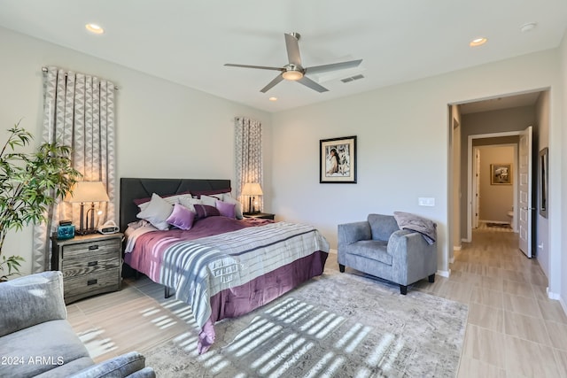 bedroom featuring ceiling fan