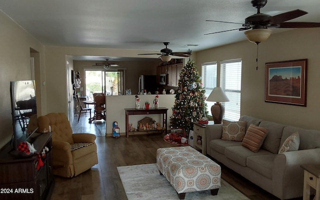 living room featuring hardwood / wood-style flooring and a wealth of natural light